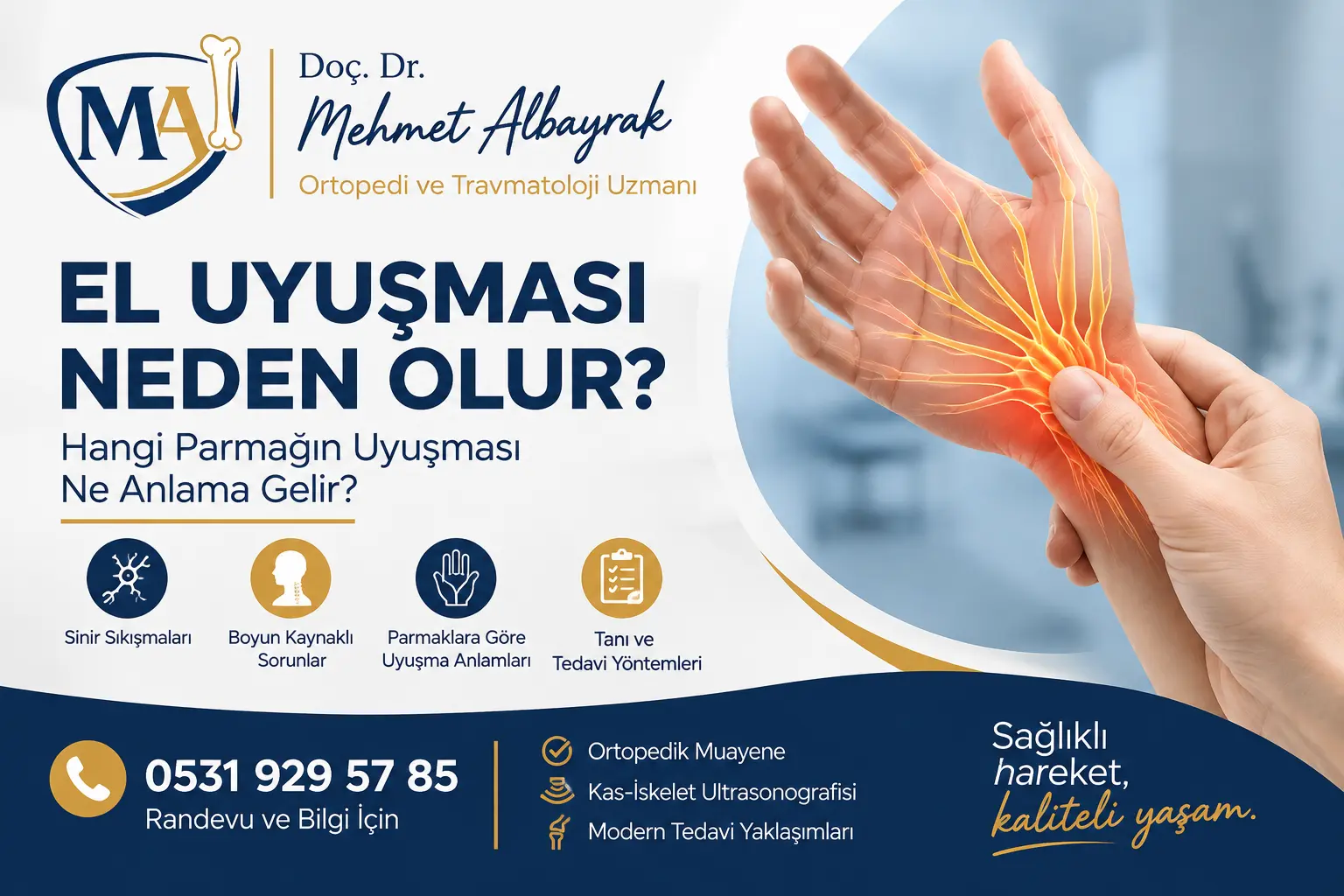 El Uyuşması Neden Olur? Hangi Parmak Neden Uyuşur?